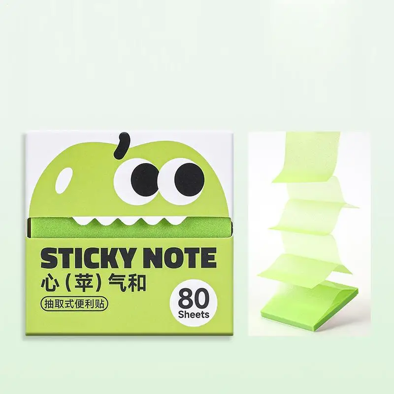 6pcs 80 Sheets/Box Fruit-Themed Pull-Type Sticky Note Transparent Paper Self-Adhesive Memo Pads for Office & School Stationery