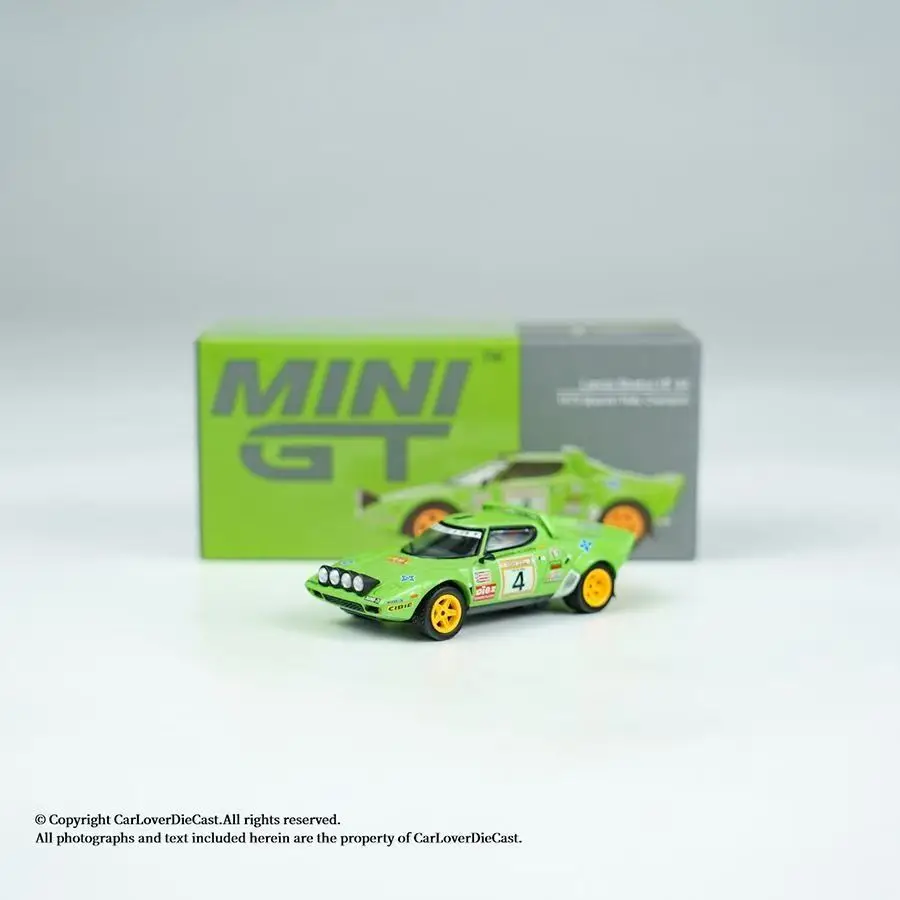 MINIGT 1:64 Lancia Stratos HF#4 1979 Spanish Rally Champion MGT alloy car Model 1050