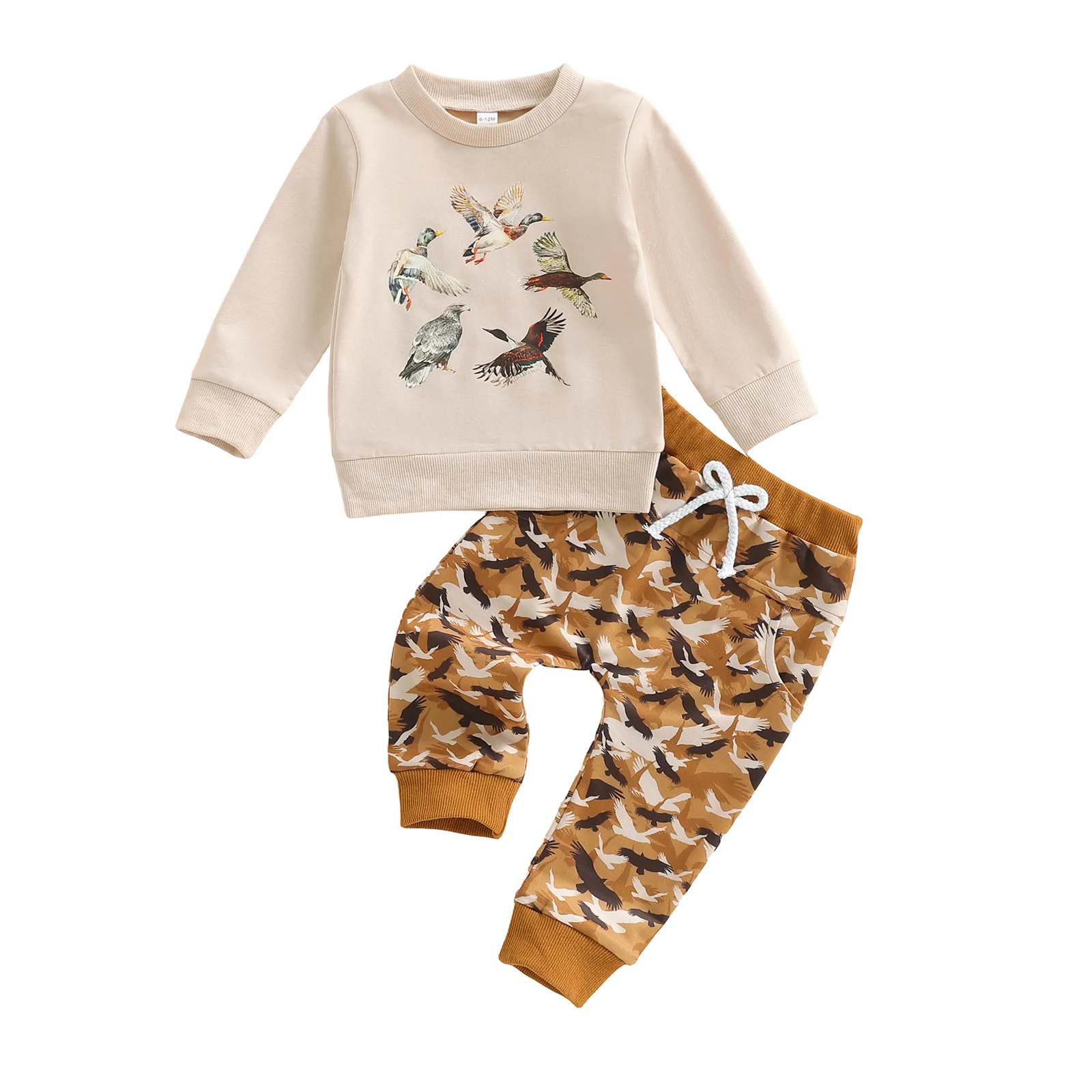 

Baby Boys Pants Set Animal Print Long Sleeve Crew Neck Sweatshirt with Elastic Waist Sweatpants Infant Clothes