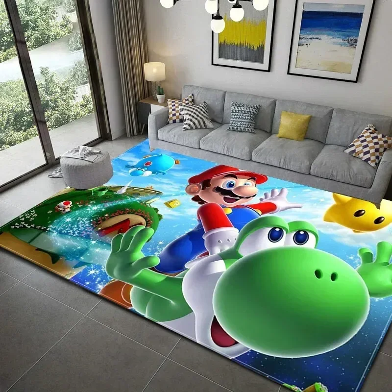 Super Mario Bros Carpet Children's Crawling Mat Cute Cartoon Printing Living Room Bedroom Carpet Anime Model Anti-skid Cushion