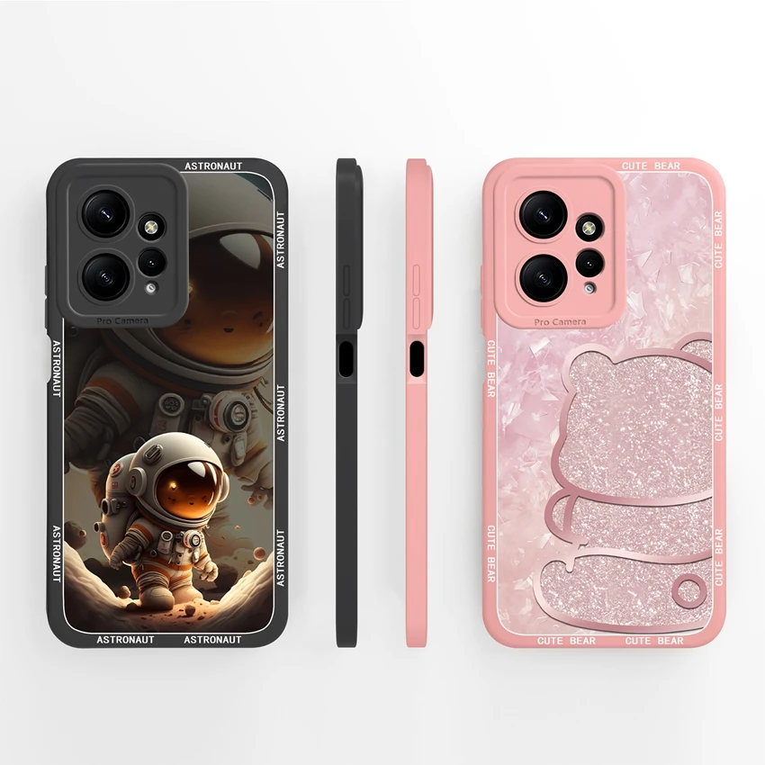 Funda para Redmi Note 12 4G 5G de 6,67 pulgadas, funda para Redmi Note 12 Pro 4G 5G, bonita funda rosa con diseño de oso, Fundas antideslizantes de silicona suave