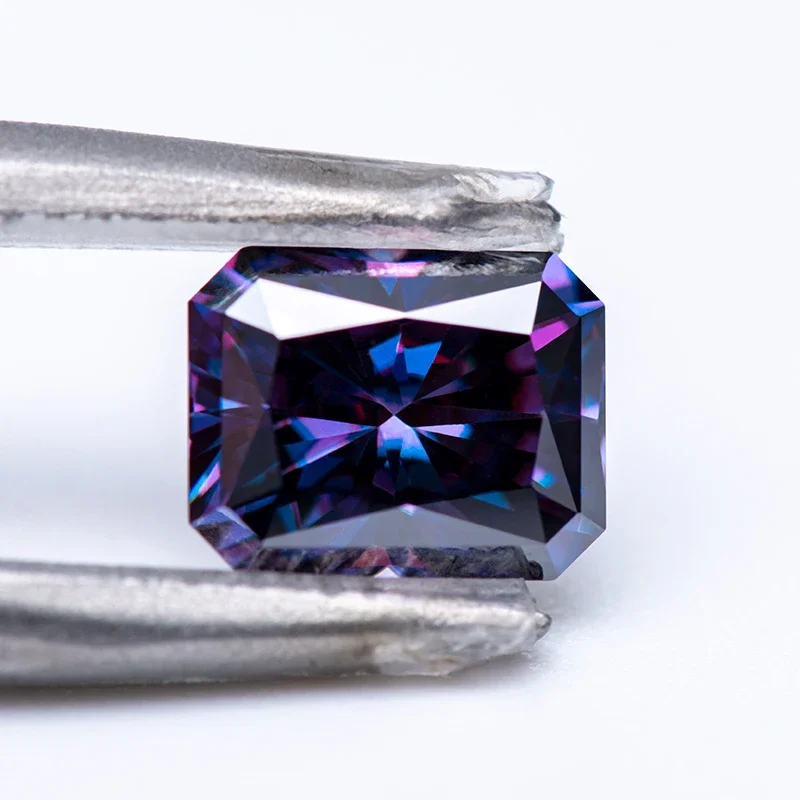Moissanite Stone Imperial Purple Color Radiant Cut Gemstone Lab Grown Diamond For Charms Woman Jewelry With GRA Certificate