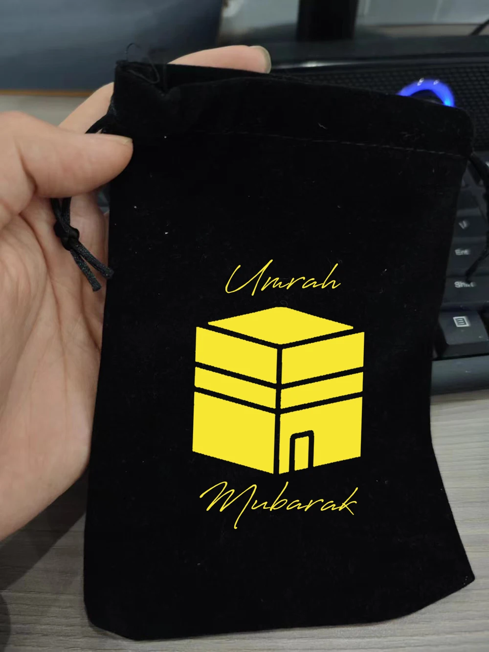 2025 5pcs 10x14cm Kaaba Umrah Mubarak Black Gift Bags for Muslim Islamic Eid Al Adha Decoration Congratulation Keepsake Present