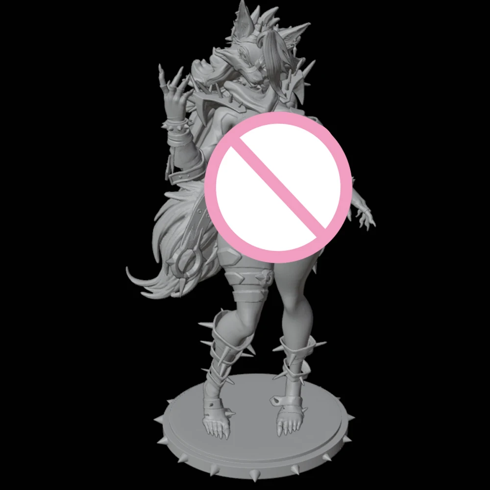 

1/24 Sexy Malice Loona Wolf Resin Figurine Toy Unpainted GK Doll Unassembled 3D Print Assembly Miniature Reduction Statue Toy
