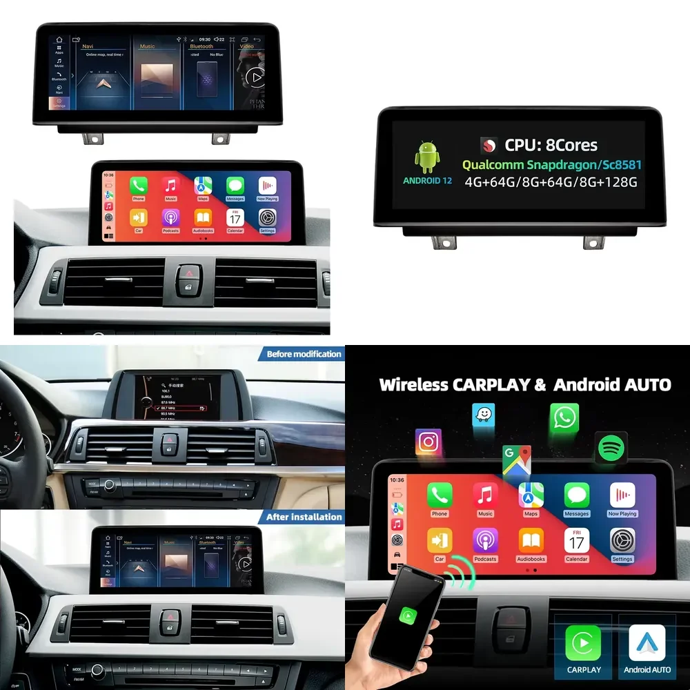 Android 14 Car Audio Radio CARPLAY Android AUTO For 3 / 4 Series F30 F31 F32 NBT/EVO 2013-2019 Dsp Navigation WIFI