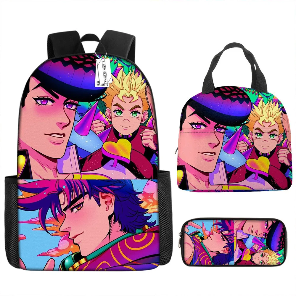 

Cartoon Popular JoJo Wonderful Adventure 3D Print 3pcs/Set Student School Bags Laptop Daypack Backpack Lunch bag Pencil Case