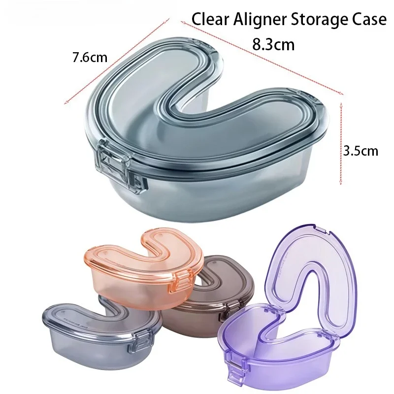 Travel Retainer Case U-Shaped Denture Retainer Storage Box, Orthodontic Braces Soaking Container with Stent Cup for Cleaning
