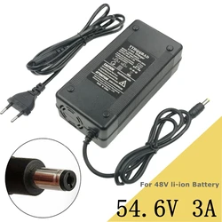 54.6V 3A charger for 13S 48v Li-ion battery pack with  DC5525 Connector