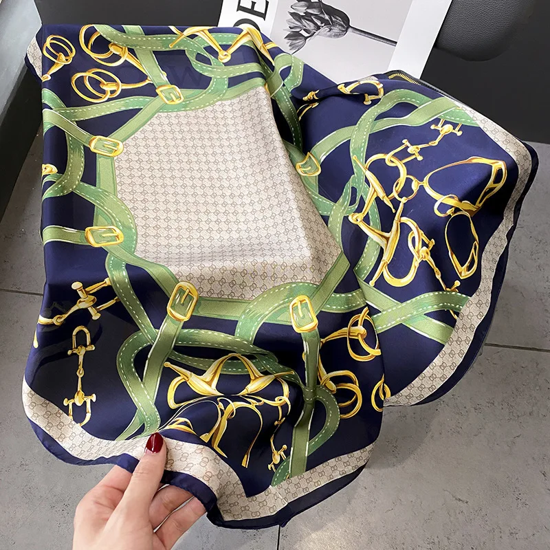 Neue Frauen Seide gedruckt Design Schal für Frauen Mode Krawatte Handtasche Foulard Handgelenk Kopftuch Schal Wraps Hajib Seide Schals – Detail 4
