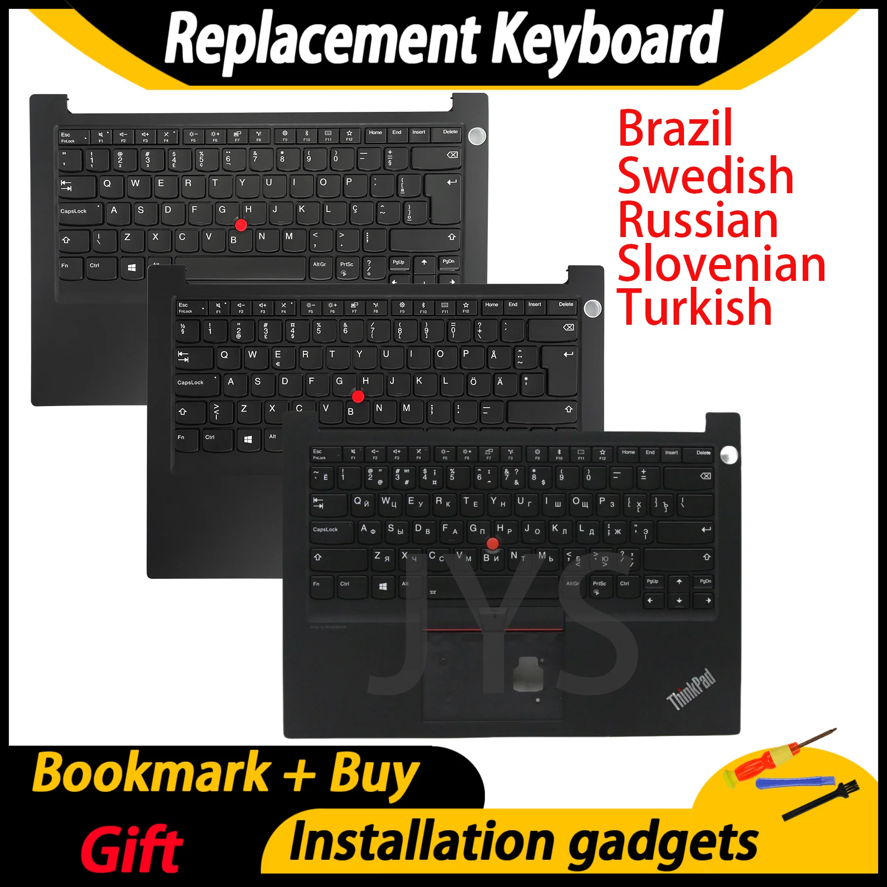 

Laptop Keyboard For Lenovo ThinkPad E14 Gen1 C-Cover with keyboard With backlight Brazil/Sweden/Russia/Slovenia/Türkiye