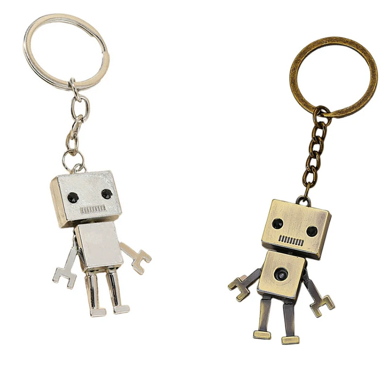 Creative Jewelry Keyrings Cute Alloy Robot Keychain Funny Car Key Chains Kids Adults Chaveiro Birthday Present Bag Accessory