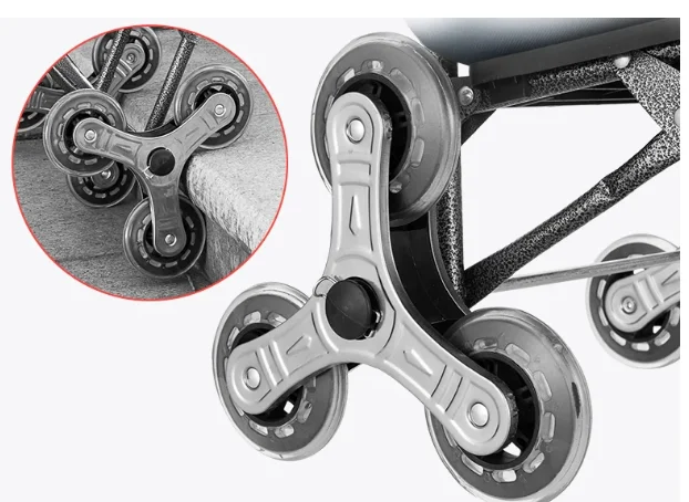 Stair Climbing Trolley Wheel 3-Wheel Set Replacement Rubber Wheel for Hand Truck Luggage Cart Stair Climber