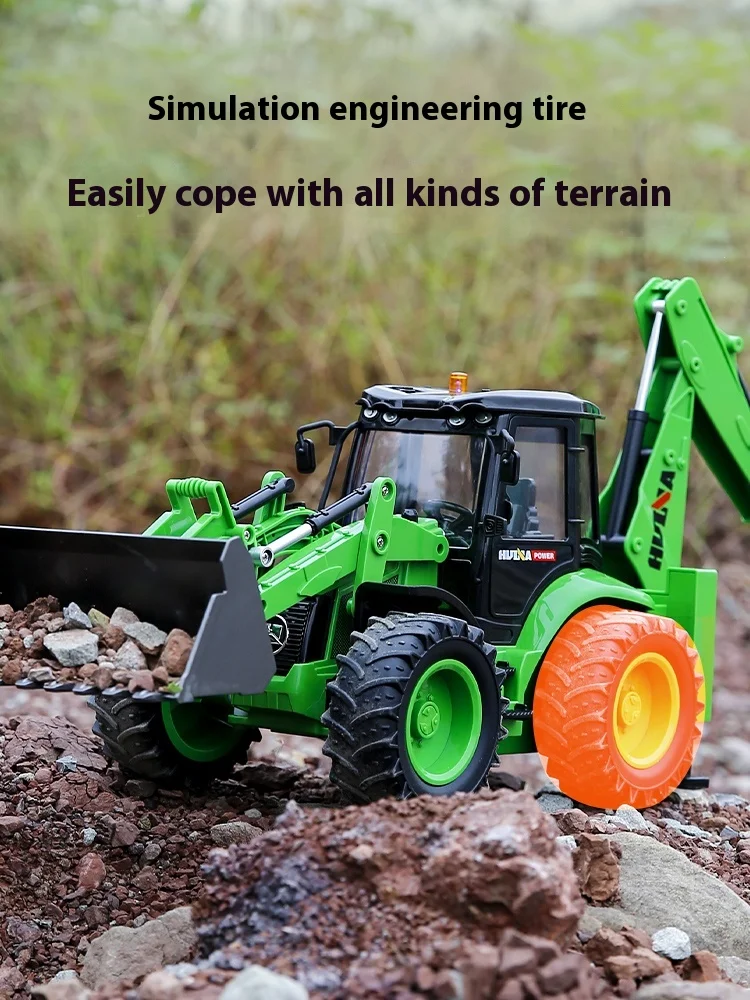 Huina Remote-Controlled Truck Bi-Directional Excavator Construction Vehicle Rc Forklift Manual Excavator Kid's Electric Toy Gift