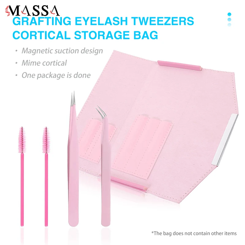 MASSA Wimpern Verlängerung Pinzette Lagerung Tasche Leder Tragbare Organizer Fall Falsche Wimpern Werkzeug Organizer Wimpern Zubehör