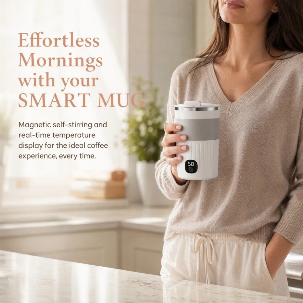 400mL Automatic Stirring Cup USB-Charging Rechargeable Coffee Mug Magnetic Stirring Heat-resistant Electric Stirrer Mug Home
