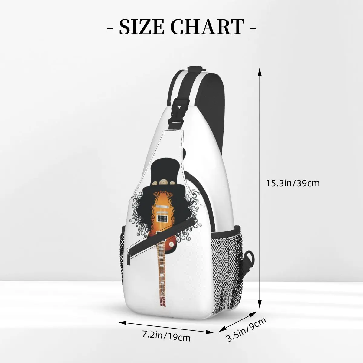 Funny Slash Guitar Rock Crossbody Sling Bag Small Chest Bag Gun N Roses Shoulder Backpack Daypack for Travel Hiking Cycling Pack