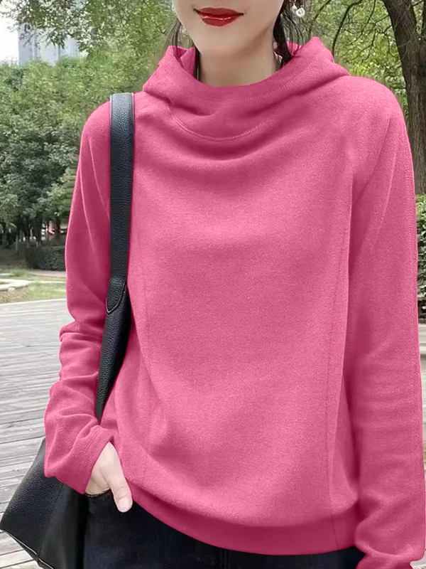 Ladies Large Size Hooded Long Sve Sweatirt Double Sided Thiened Warm Top Faionable Versatile Autumn Winter New Arrival