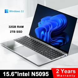 MaiChai-ordenador portátil Intel Celeron N5095, notebook gamer de 15,6 pulgadas, 32GB de RAM, 2TB SSD, para oficina, estudio, PC, Windows 11, resolución de 1920x1080