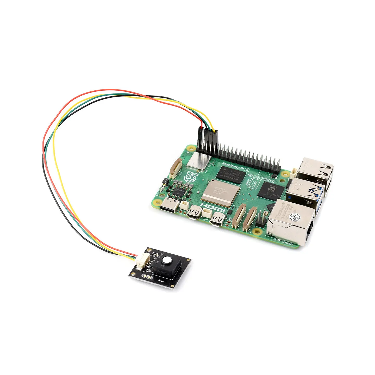 Waveshare 6-in-1 Odor Sensor Module, Detects Formaldehyde / VOC / Temperature & Humidity, UART Interface