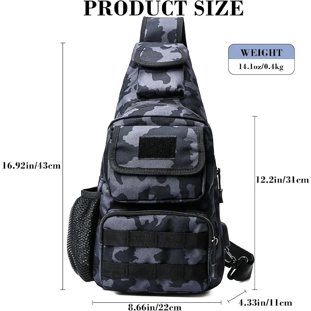 Tactical Fishing Backpack Multifunctional Waterproof Single Shoulder Crossbody Fishing Gear Bag Camouflage Fishing Tool Backpack