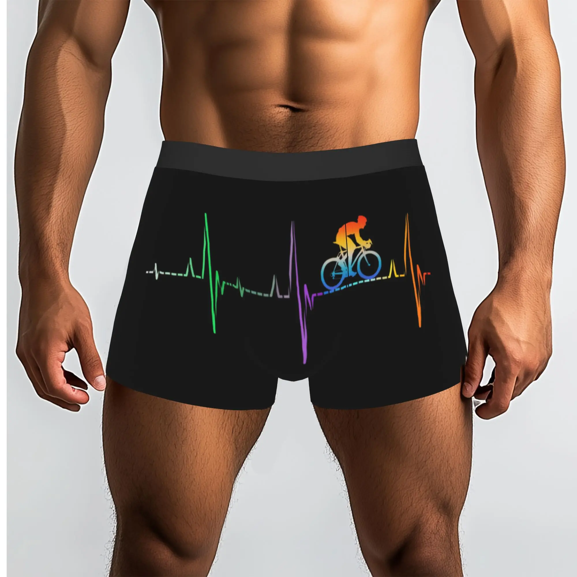 Customized Male Cool Heartbeat Cycling Bicycle Underwear Vintage Retro Cyclist Bike Riding Briefs Breathable Shorts Panties