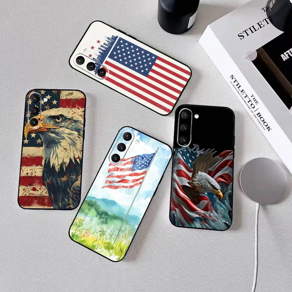 

Cool American Flag Art For Phone Case For Samsung Galaxy A73,A72,A71,A70,A53,A52,A51,Soft Silicone Black Cover