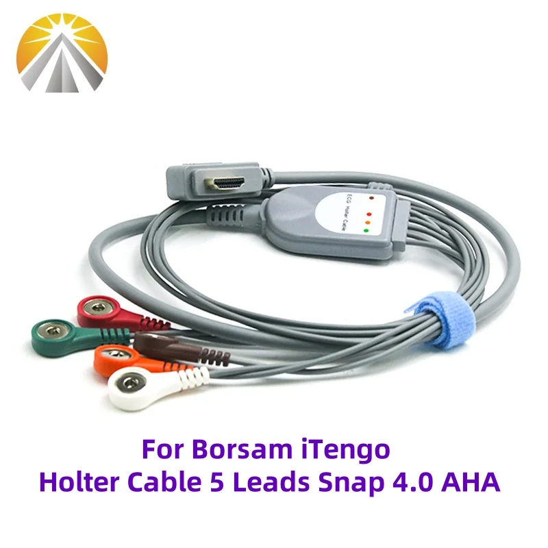 ECG Cable 5 Leads HDMI Plug Compatible for Borsam iTengo ECG Holter Recorder Cables With 5 Leadwires Snap 4.0 AHA - Image 6
