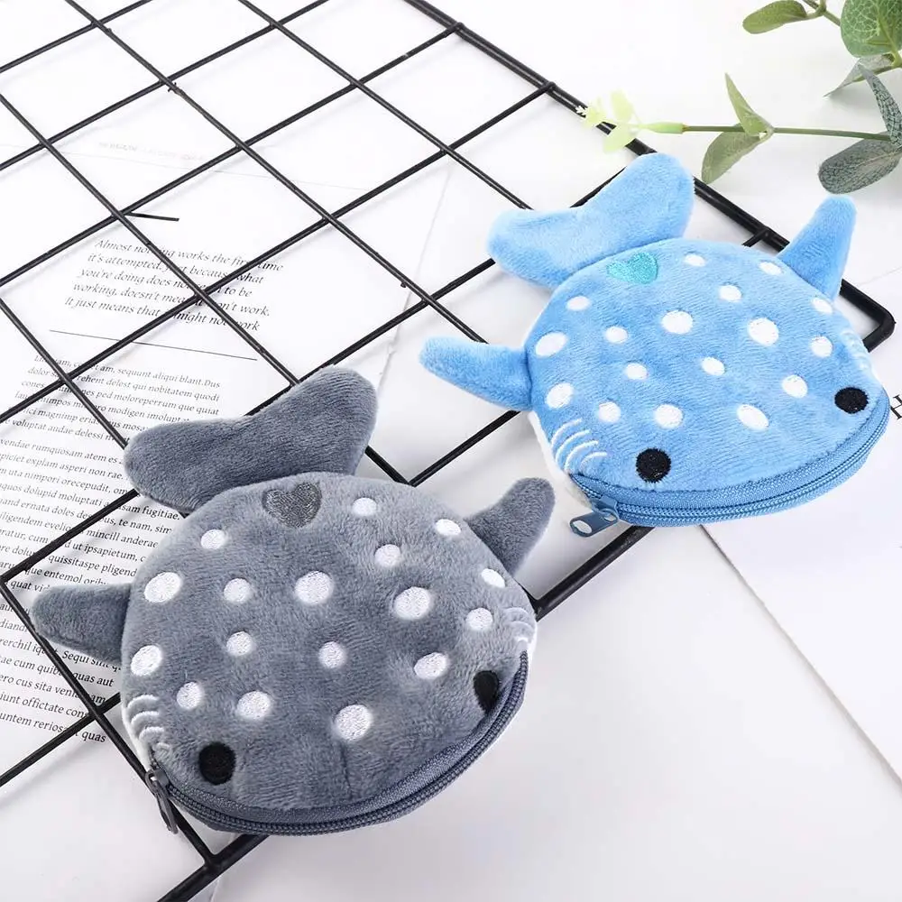 Cartoon Shark Money Coin Bags Cosmetic Bag Earphone Purse Shark Plush Wallet Women Coin Purse Small Items Bags Shark Coin Purse