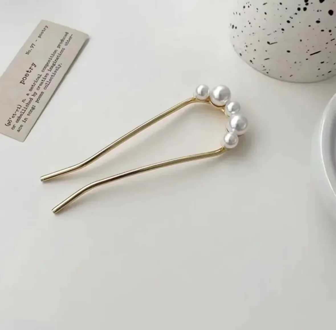 1pcs U Shaped Hairpins Pearl Alloy Waved Hair Clips Simple Metal  Barrettes Bridal Hairstyle Tools Accessories Wedding