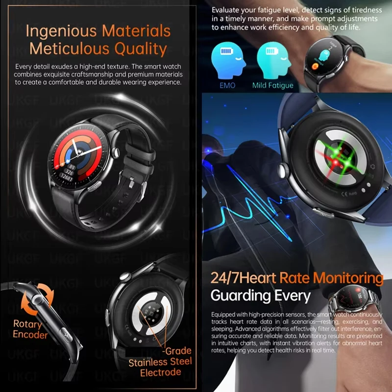 นาฬิกาอัจฉริยะสำหรับผู้ชาย รุ่นปี 2026 ระบบ NFC ดูแลสุขภาพ ระดับพยาบาล พร้อม AI ตรวจวัดไขมันในเลือด กรดยูริก ติดตาม ECG+PPG โทรผ่านบลูทูธ