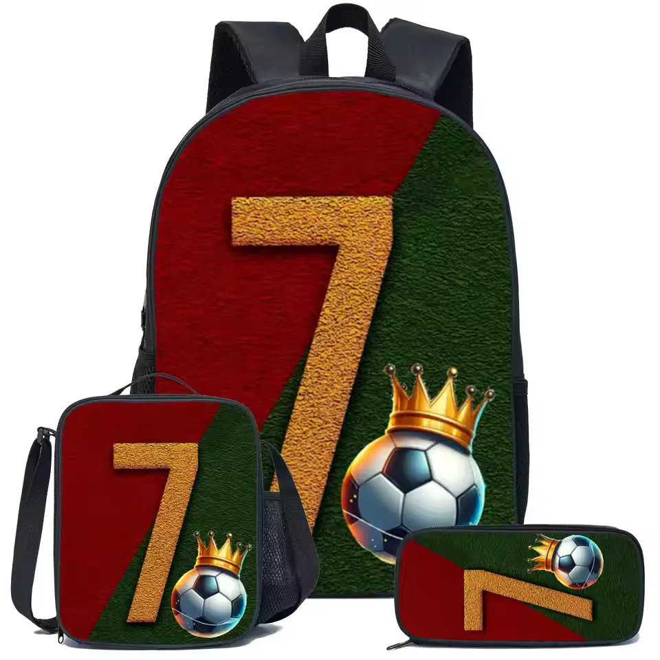 3Pcs/Set Cartoon Casual Fashion Soccer School Bags For Boys/Girls Cartoon Football Book Bags Sets Backpacks School Gifts