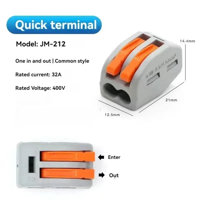 10pcs Quick Terminal Connector JM-212/ 213 /214 Hard And Soft Wire Parallel Connector Connector Press The Wire Terminal PCT