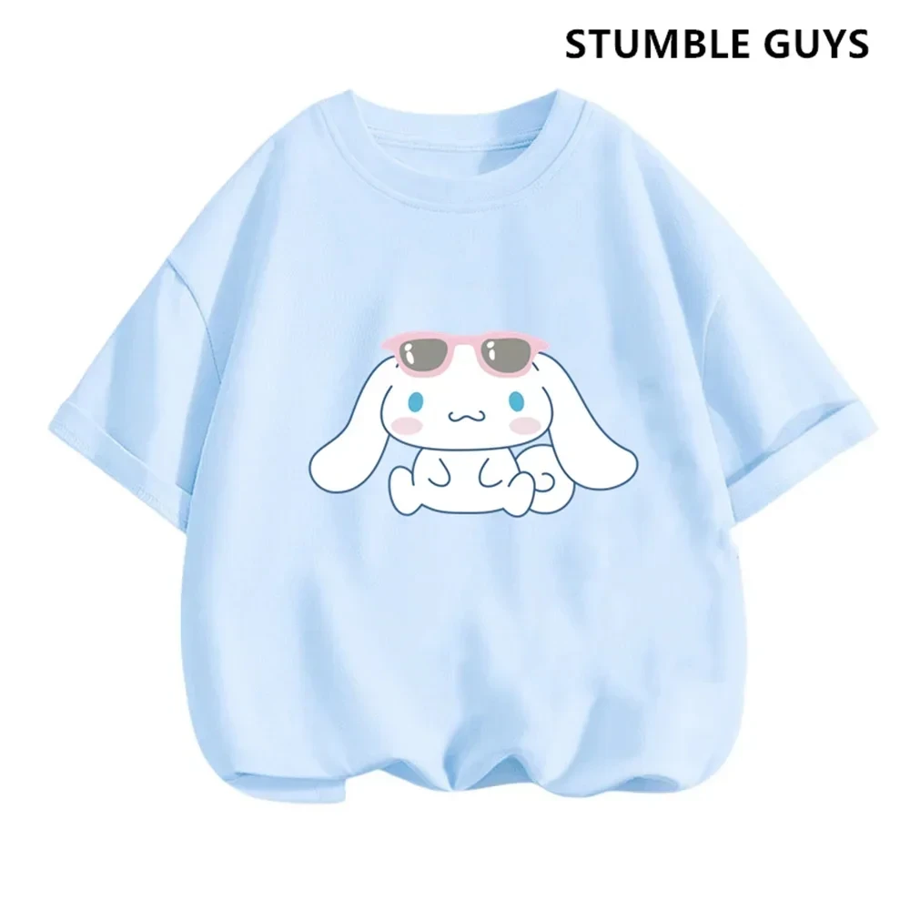 

Sanrio Cinnamoroll T-Shirt Set Children Short-Sleeved New Summer Y2K Clothes Girly Heart Soft Clothes Kawaii Birthday Gift