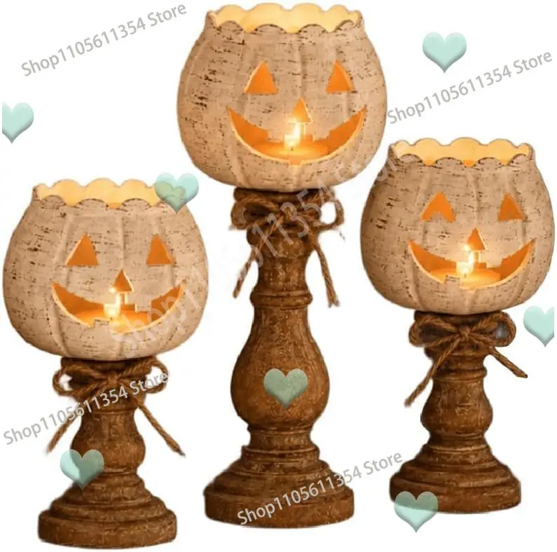 Halloween Candle Holder, White Pumpkin Tealight Candle Holders Farmhouse Pumpkin Tea Light Candles