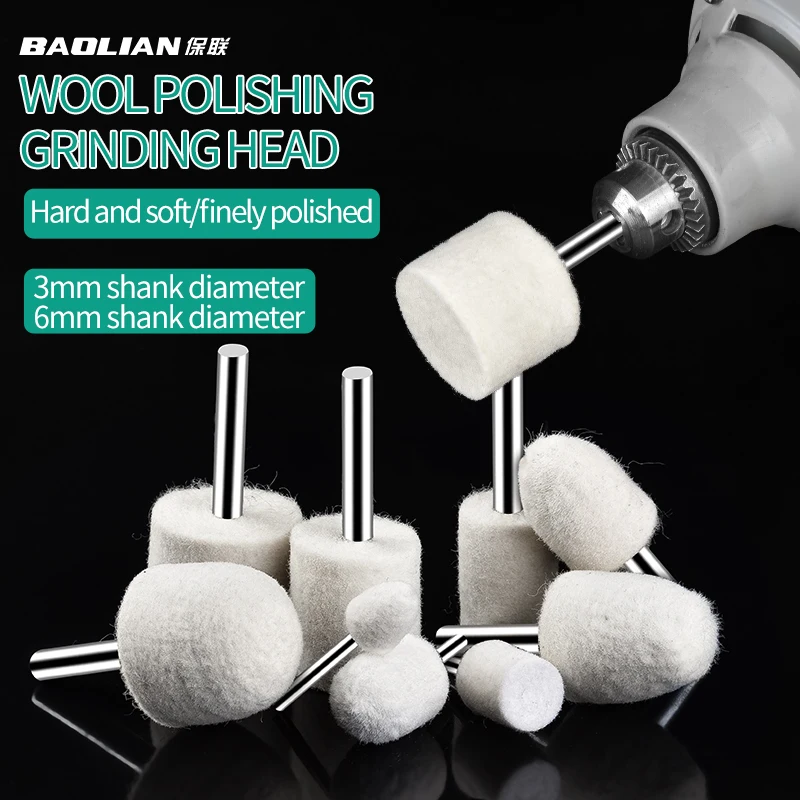 

Cylinder T-shaped Cone Wool Polishing Wheel Mirror Buffer Cotton Pad with Shank for Polishing Grinding Metal Wood Tool