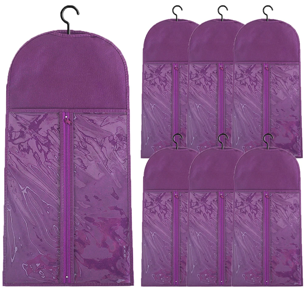 

6/3/2/1PCS Purple Non-Woven Dust Proof Wigs Carrier Bags long hair extension storage bag With Plastic Hanger Wig packaging bag