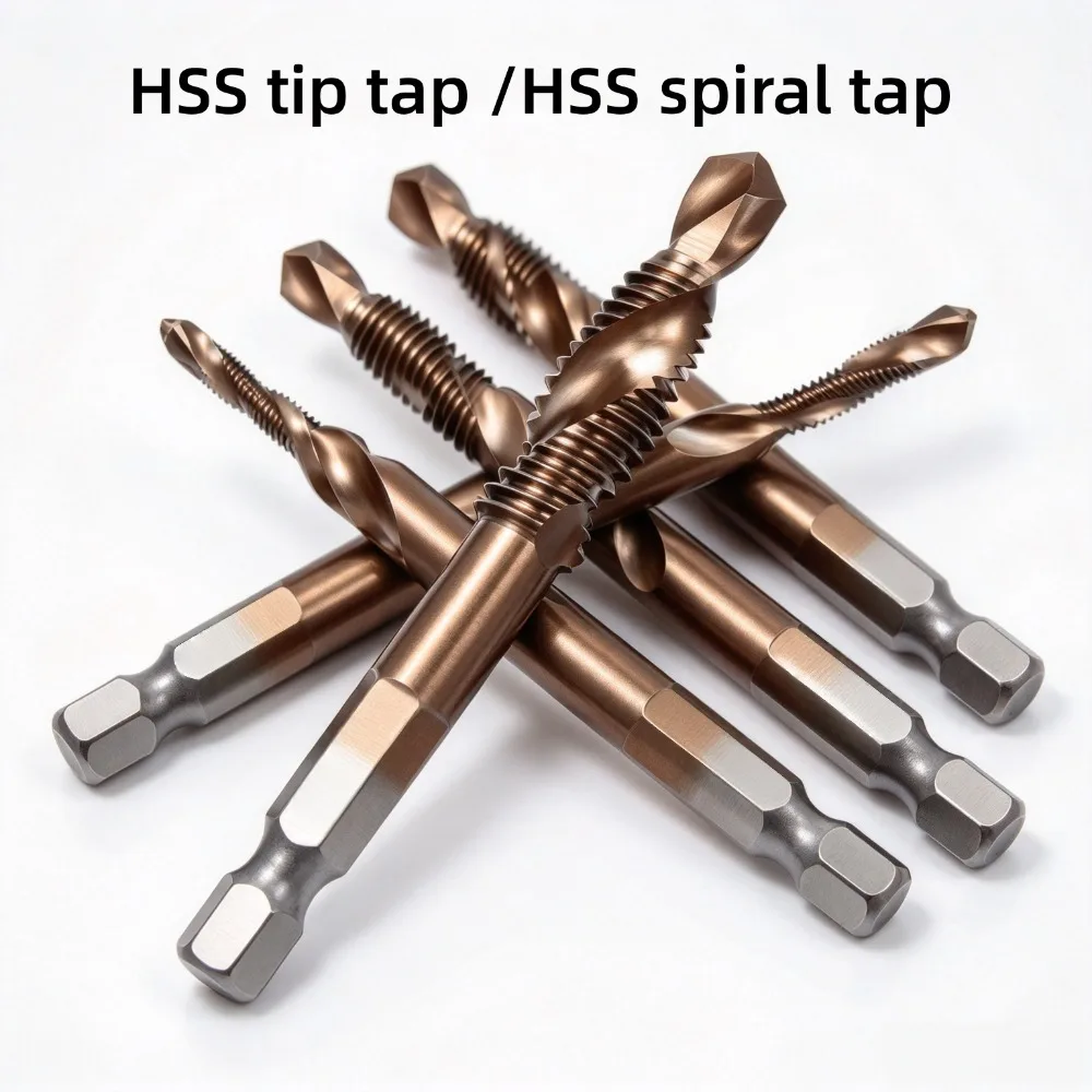 1Pcs High Speed Steel Cobalt Tap Bit M3 M4 M5 M6 M7 M8 M9 M10 M11 M12 Integrated Drilling Tapping Machine Thread Tool