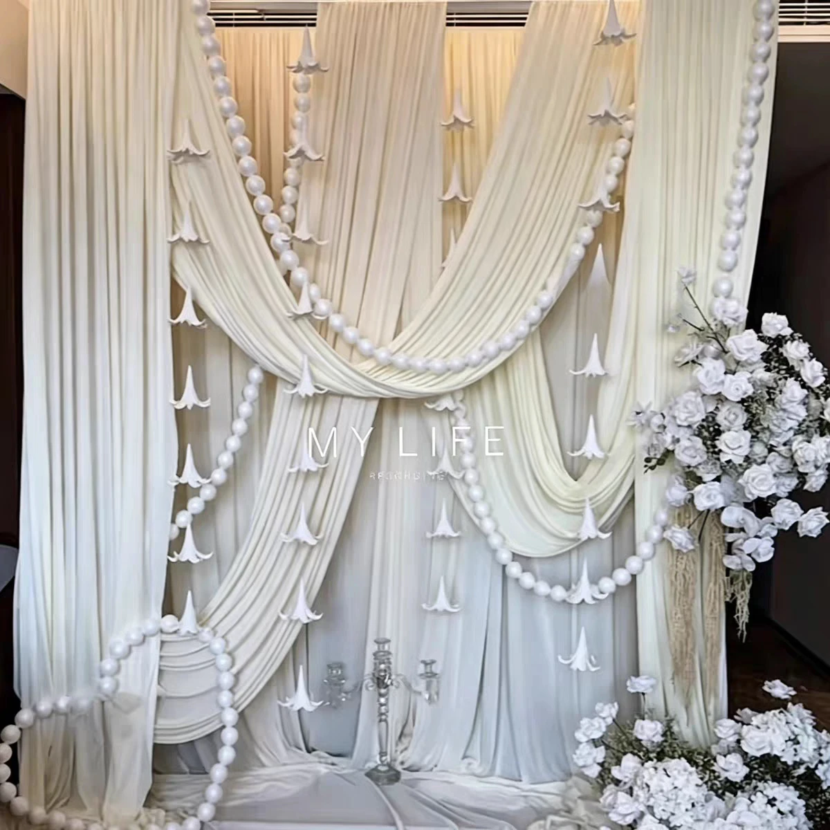 

3 6 10 Meter Milk Silk Fabric Stretch Cloth for Bridal Party Arch Flower Wall Backdrop Wedding Drapping Decor Fabrics
