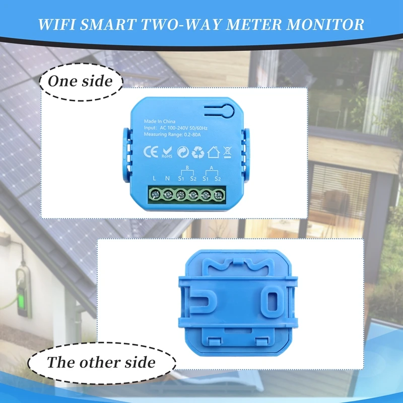 2Pcs Tuya Smart Energy Meter Power Production Consumption Bidirectional Power Monitor Support APP Control-DTA9