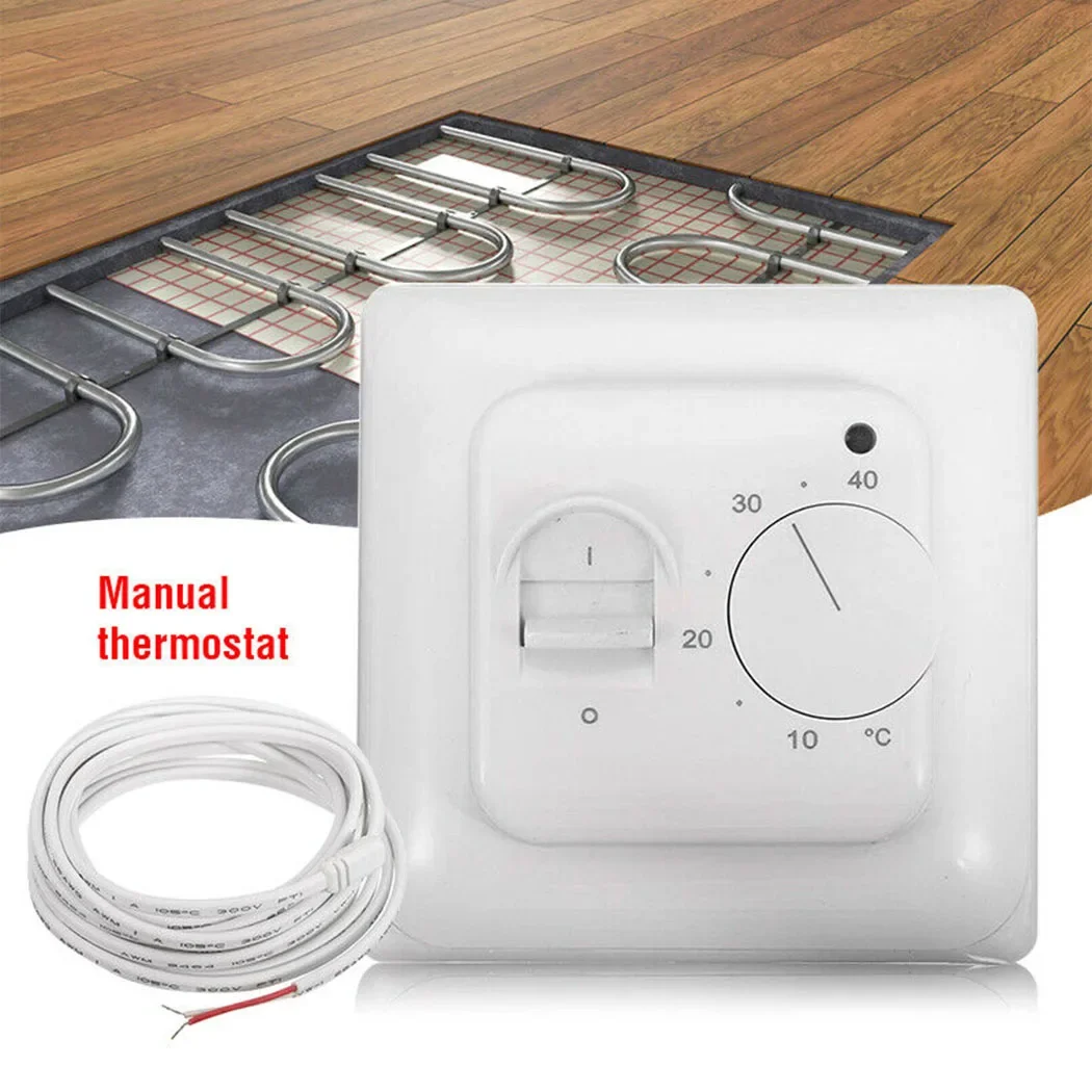 Thermostat Switch with IP20 Protection for Electric Underfloor Heating and Self Extinguishing Polycarbonate Housing 230V 16A