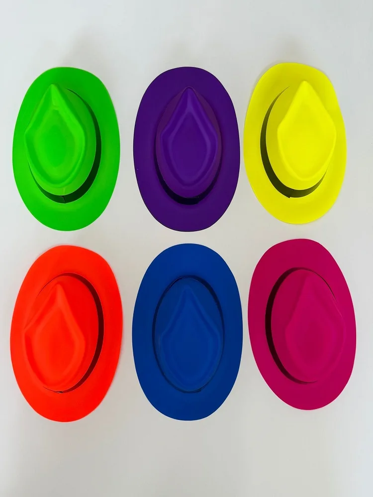 Chapeau haut-de-forme en plastique de ceinture noire fluorescente à la mode, chapeau haut-de-forme de jazz rétro, chapeau de décoration de fête de style britannique, chapeau de style adulte, cir