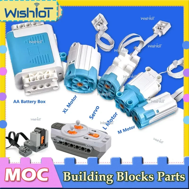

Education M/L/XL/Servo Motor High-tech Building Blocks Parts With AA Battery Box Power Function Remote Control MOC Bricks Toys