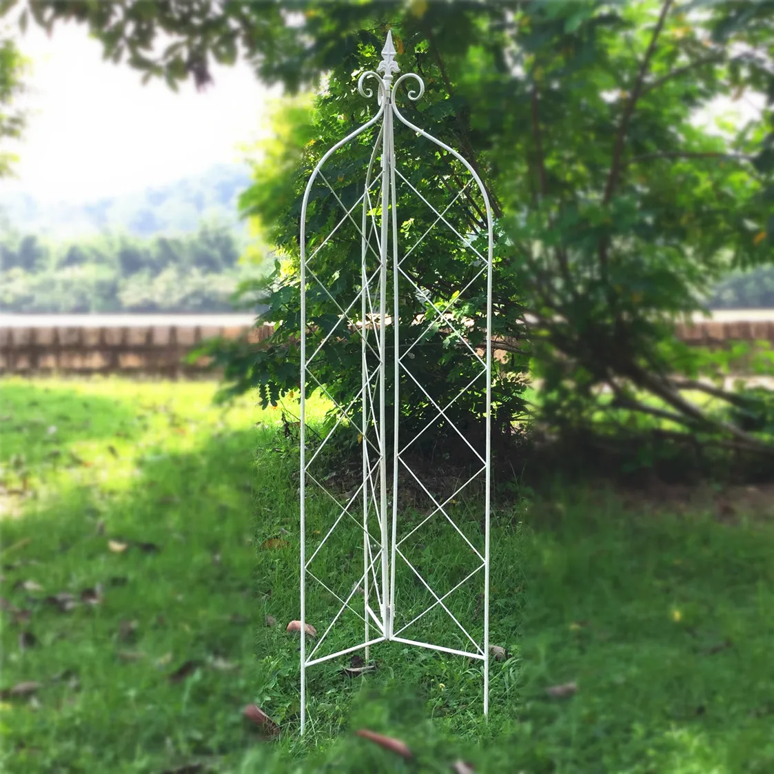 Vintage clematis climbing pergola outdoor three-sided three-dimensional potted iron flower stand plant rose climbing bracket