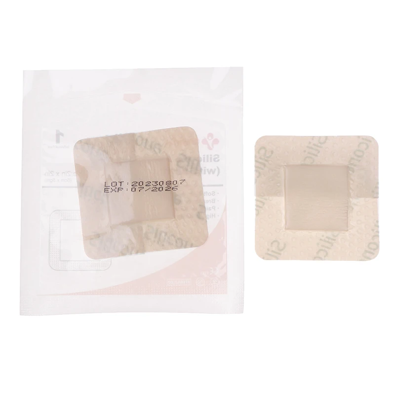 Coussretours en mousse de silicone imperméable à haute absorption, bandage carré pour les plaies, premiers soins, 2 po x 2 po, 1 pièce, 5 pièces