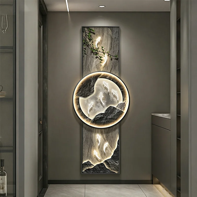 High end Living Room Wall Lamp Painting Modern Light Luxury Entrance Decoration Vertical Version Corridor Hanging Painting