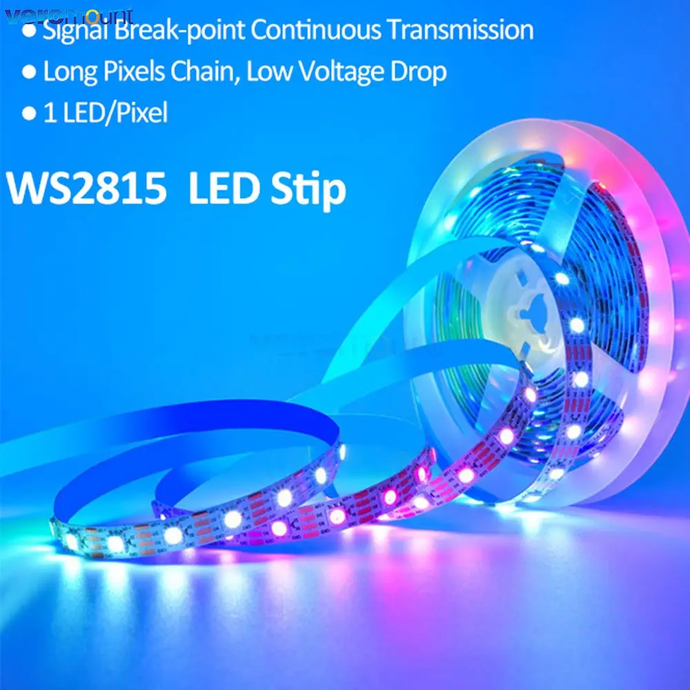 DC 12V 4Pins WS2815 (WS2812B WS2813 Updated) RGB Pixel LED Strip Individually Addressable LED Dual-Signal 30/60/144 LEDs/Pixel/m