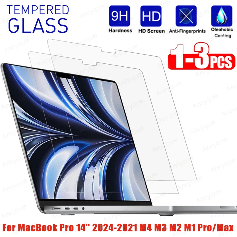 1-3 Packs Screen Protector Tempered Glass For MMacBook Pro 14 inch 2024-2021 M1, M2, M3, M4, Pro, Max HD Clear Anti Scratch Film