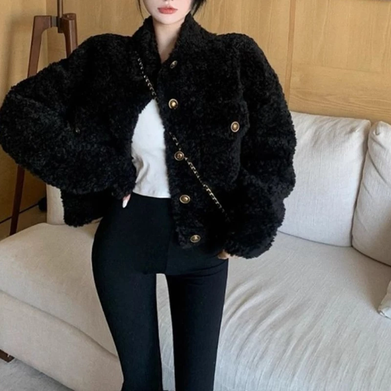 

Lamb Fur Coat Women's 2025 Autumn and Winter New High-end Thickened Plush Loose Short Top