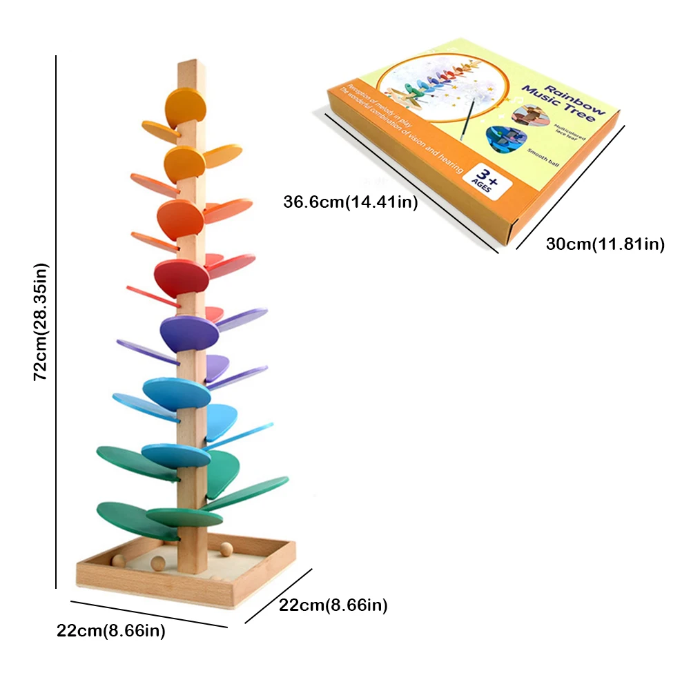 Arbre Musical boule de marbre, blocs de construction de piste de course, jouets éducatifs d'apprentissage Montessori pour enfants, arbres sonores de musique arc-en-ciel