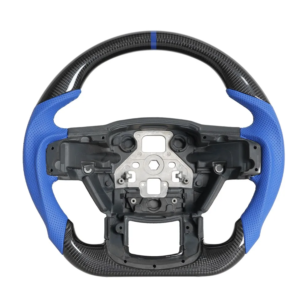 Fit For Ford F150 2015-2020 Real Carbon Fiber Steering Wheel Blue No paddle shifter holes No Heated